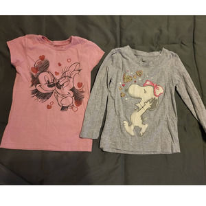 Girls Disney & Snoopy Shirt Set - Size 5T and 5/6